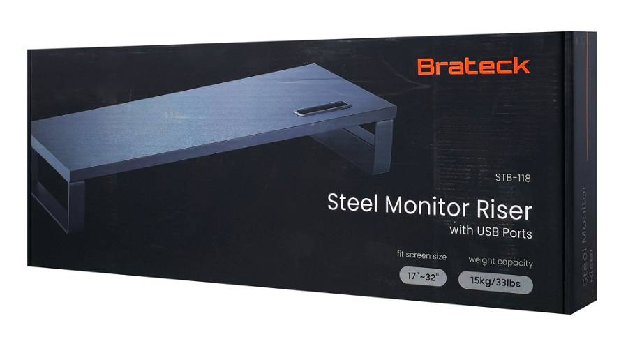 BRATECK επιτραπέζια βάση για οθόνη/laptop STB-118 με 3x USB θύρες, 17-32, έως 20kg, μαύρη STB-118