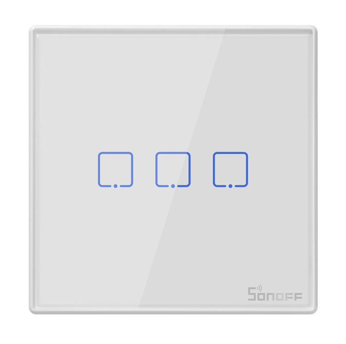 SONOFF smart διακόπτης T2EU3C-RF 433MHz, αφής, τριπλός, λευκός T2EU3C-RF
