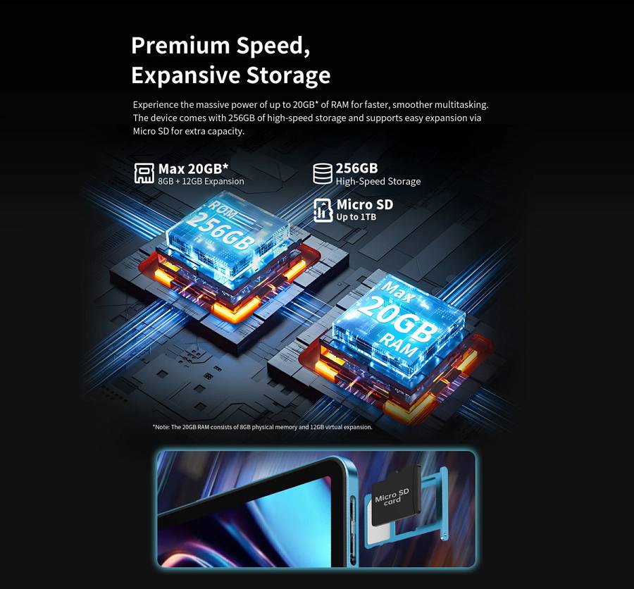 TECLAST tablet T70, 14, 8/256GB, 4G, Android 14, 10000mAh, μπλε T70-BL