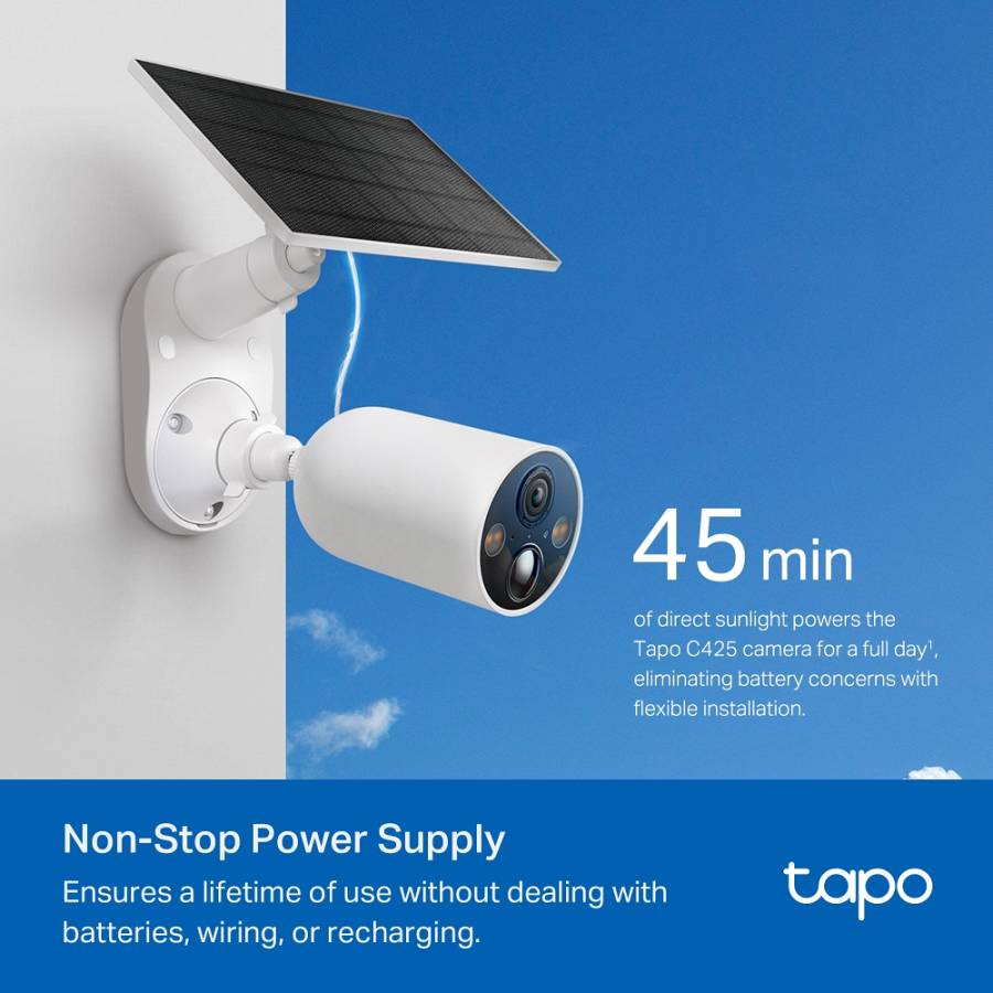 TP-LINK smart ηλιακή κάμερα Tapo C425 KIT, 2K, Wi-Fi, IP66, V.1.20 TAPO-C425KIT