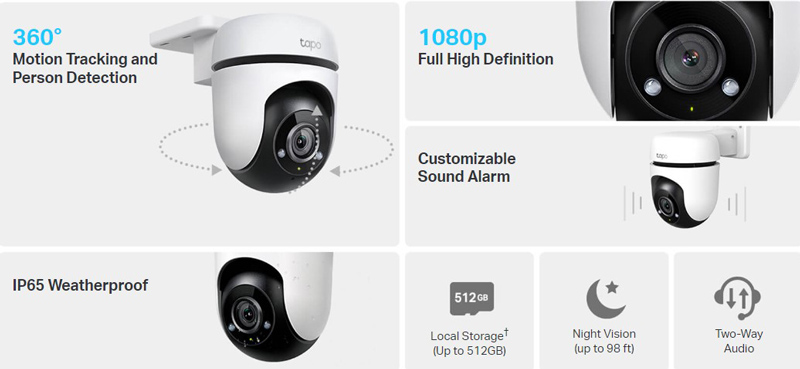 TP-LINK smart κάμερα Tapo C500, 1080p, PTZ, Wi-Fi, IP65, Ver. 1.0 TAPO-C500