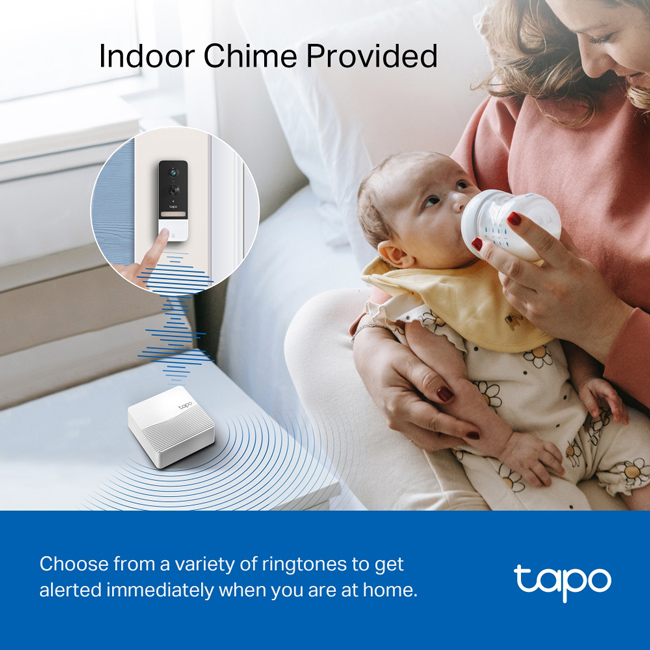 TP-LINK smart κουδούνι με κάμερα Tapo D230S1, Wi-Fi 2K, 6700mAh, Ver 1.0 TAPO-D230S1
