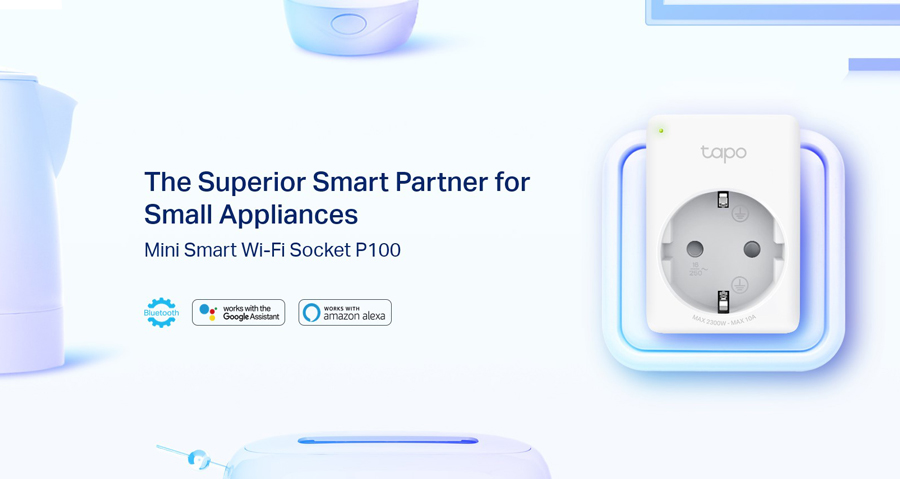 TP-LINK smart αντάπτορας ρεύματος TAPO-P100, Wi-Fi, ΒΤ, 4τμχ, Ver. 1.0 TAPO-P100-4