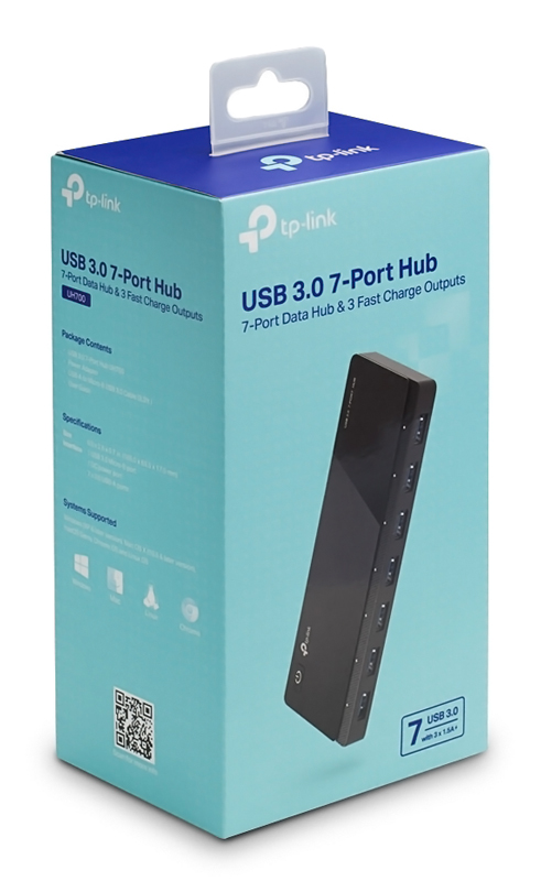TP-LINK USB hub UH700, 7x θυρών, 5Gbps, 5V/1.5A, USB σύνδεση, μαύρο UH700