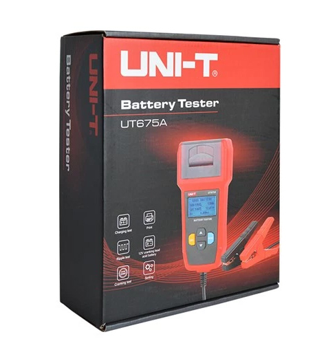 UNI-T tester μπαταρίας αυτοκινήτων UT675A με κροκοδειλάκια & εκτυπωτή UT675A