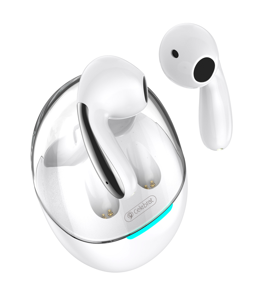 CELEBRAT earphones με θήκη φόρτισης W51, True Wireless, Φ13mm, λευκά W51-WH