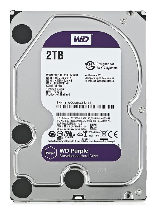 WD σκληρός δίσκος 3.5 Purple Surveillance 2TB, 256MB, 5400RPM, SATA III WD23PURZ
