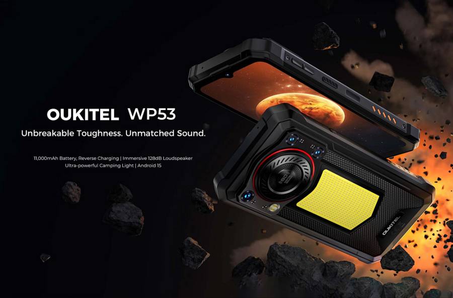 OUKITEL smartphone WP53 με ηχείο 3W, 6.52, 8/128GB, 11000mAh, IP68/IP69K/MIL-STD-810H, μαύρο WP53-BK