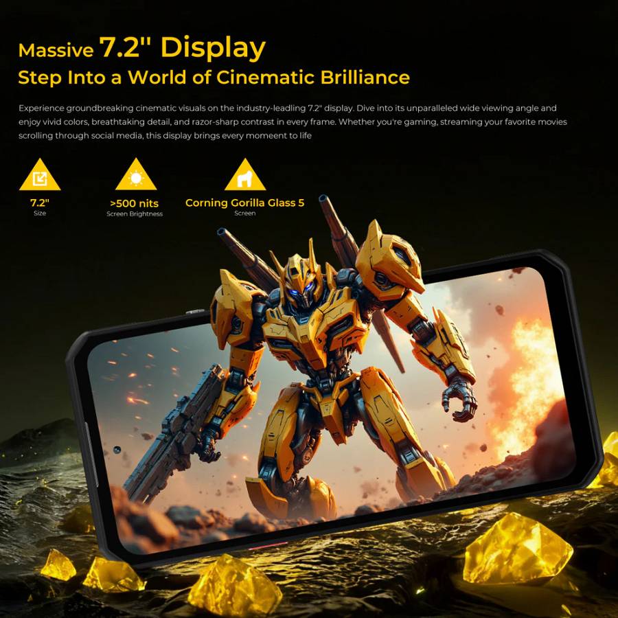 OUKITEL smartphone WP60, 7.2, 8/256GB, 5G, 10000mAh, IP68/IP69K/MIL-STD-810H, κίτρινο WP60-YL