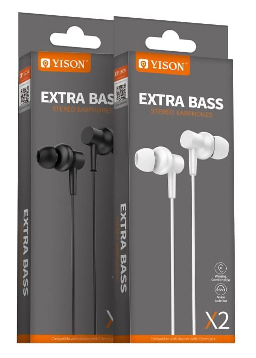 YISON earphones με μικρόφωνο X2, 3.5mm σύνδεση, Φ10mm, 1.36m, λευκά X2-WH
