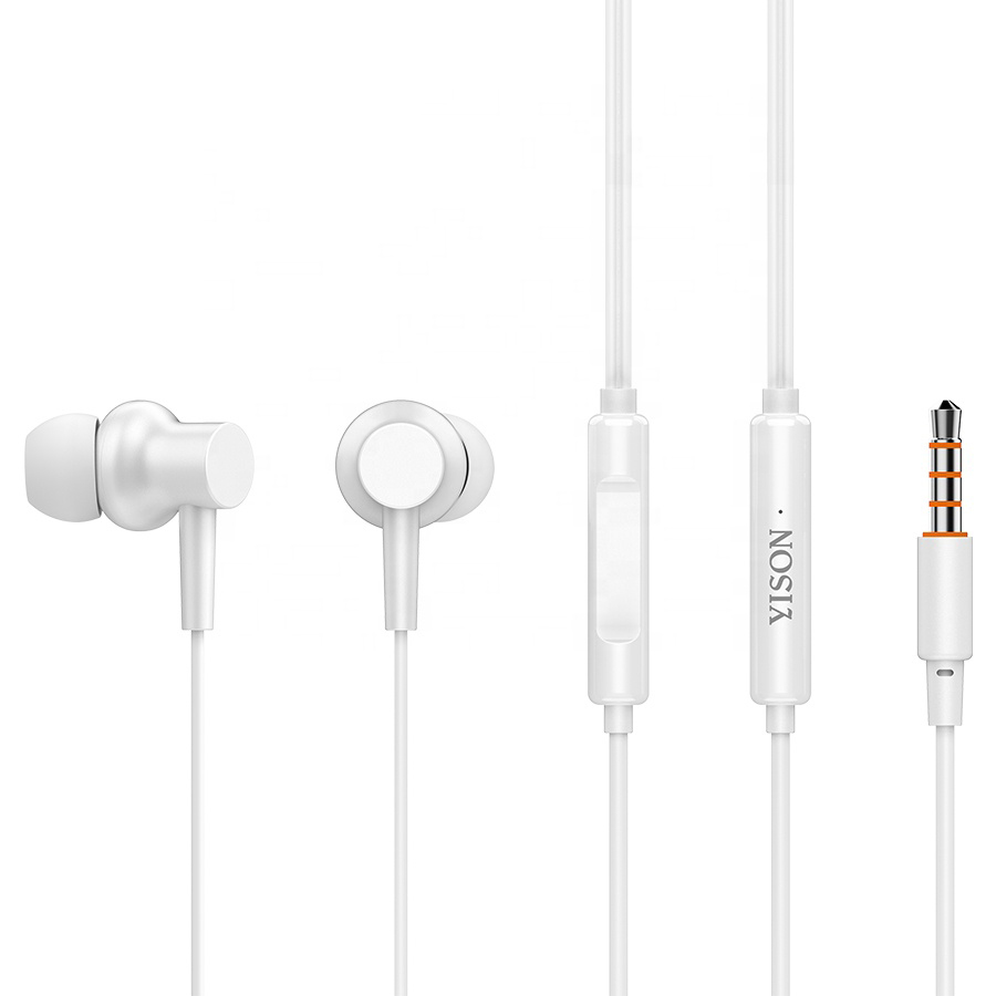 YISON earphones με μικρόφωνο X2, 3.5mm σύνδεση, Φ10mm, 1.36m, λευκά X2-WH
