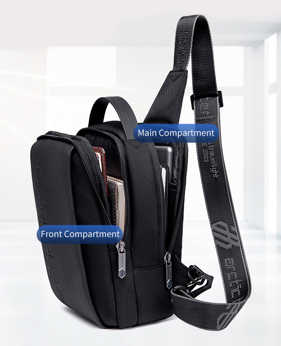 ARCTIC HUNTER τσάντα Crossbody XB00541, με θήκη tablet, 4L, μαύρη XB00541-BK