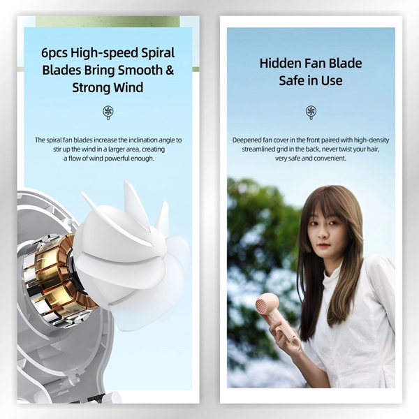 USAMS φορητός ανεμιστήρας US-ZB251 με 2 ταχύτητες, 1200mAh, λευκός ZB251FS01