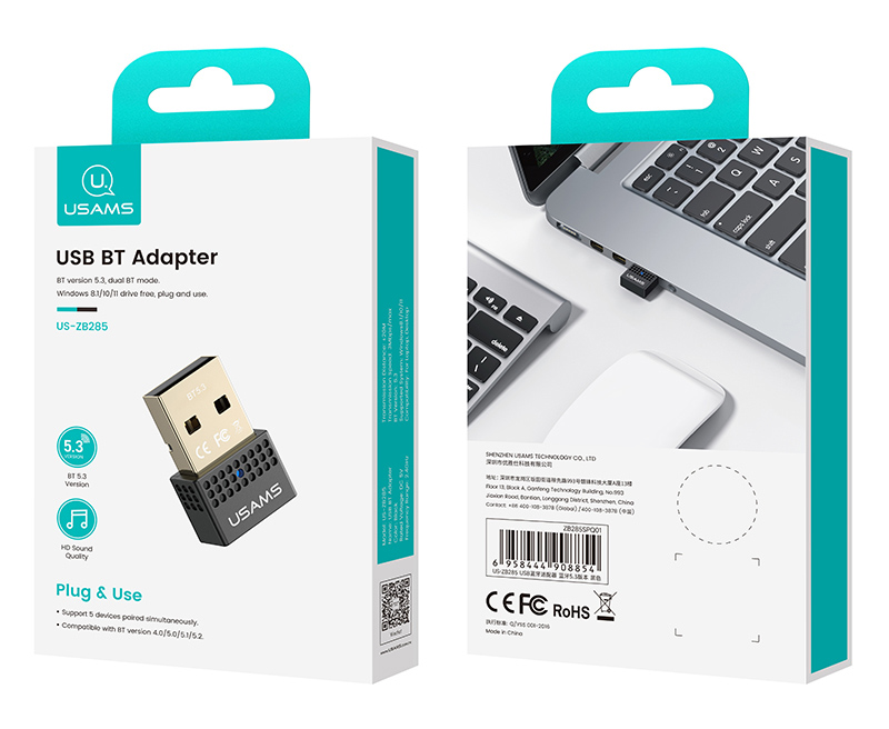 USAMS USB αντάπτορας Bluetooth 5.3 US-ZB285, μαύρος ZB285SPQ01