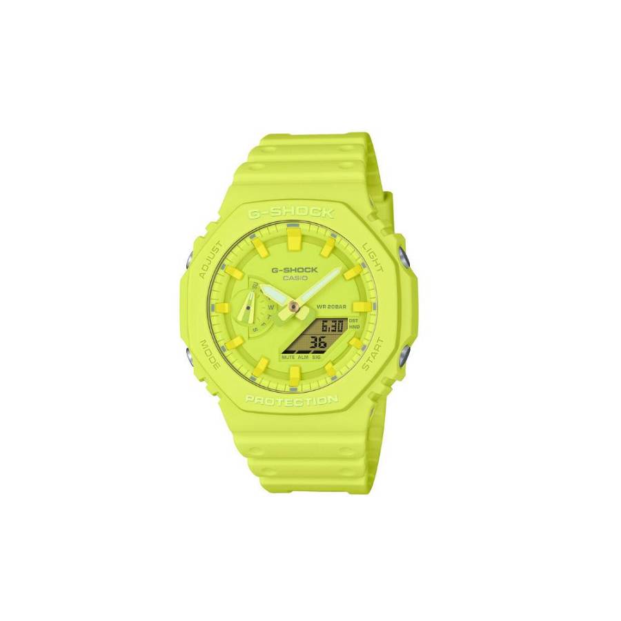 Casio Αναλογικό/Ψηφιακό Ρολόι Χρονογράφος Μπαταρίας με Κίτρινο Καουτσούκ Λουράκι (GA-2100-9A9ER) (CASGA-2100-9A9ER)