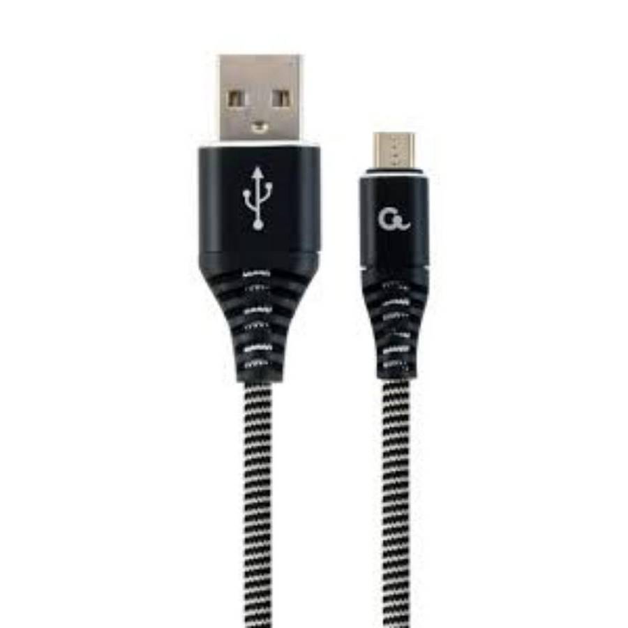 Gembird Premium Micro USB 2.0 Cable Am-mbm5p (Metal Braided Connectors) 2m Black/white (CC-USB2B-AMMBM-2M-BW) (GEMCC-USB2B-AMMBM-2M-BW)