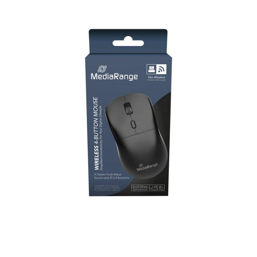 MediaRange Optical Mouse 3-Button (Black, Wireless) (MROS209)