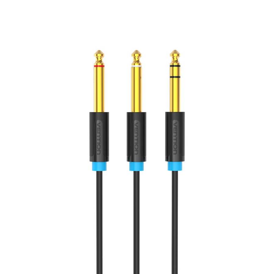 VENTION 6.35mm TRS Male to Dual 6.35mm Male Audio Cable 3M Black (BATBI) (VENBATBI)