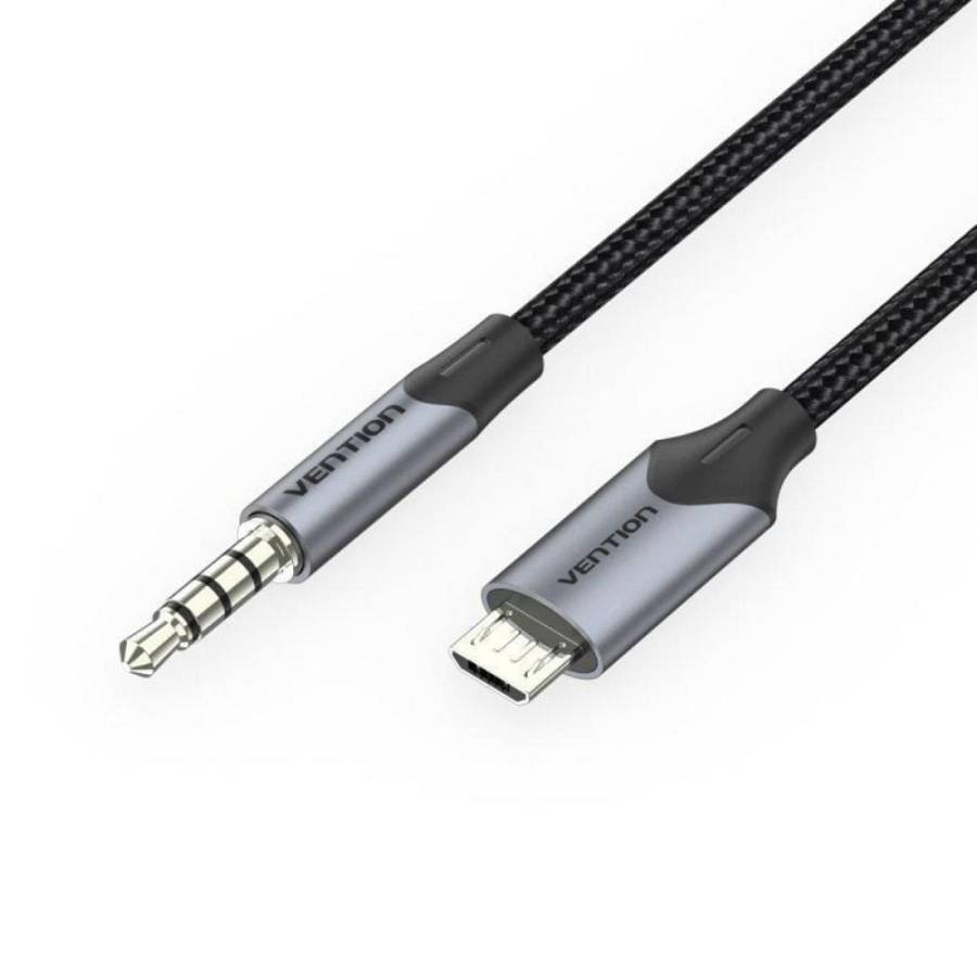 VENTION Micro USB Male to TRRS 3.5mm Male Audio Cable 1M Black (BDGBF) (VENBDGBF)