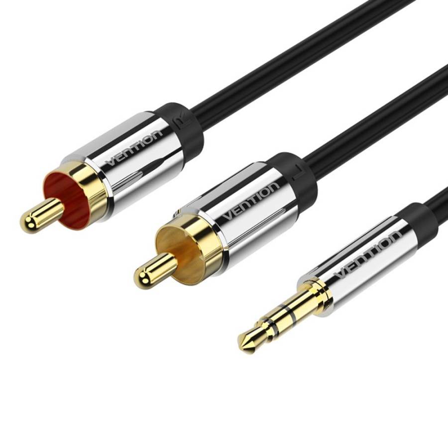 VENTION 3.5mm Male to 2RCA Male Audio Cable 1.5M Black Metal Type (BCFBG) (VENBCFBG)