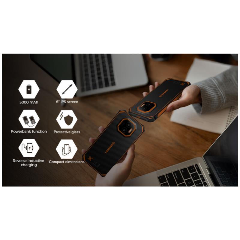 Κινητό Τηλέφωνο Hammer Energy X2 5G (Dual SIM) 256GB 8GB RAM Μαύρο-Πορτοκαλί