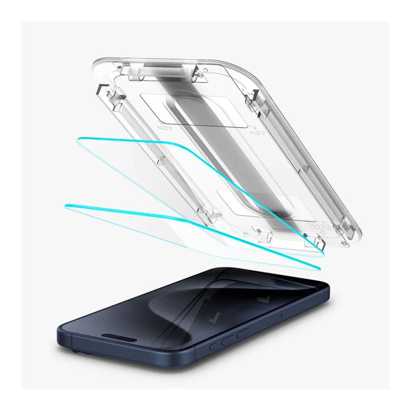 Tempered Glass Full Face Spigen Glas.tR EZ-FIT Apple iPhone 15 Pro (2 τεμ.)