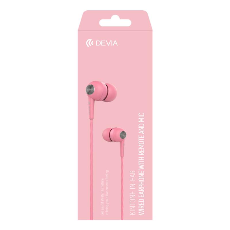 Hands Free Stereo Devia EM018 3.5mm Kintone Ροζ