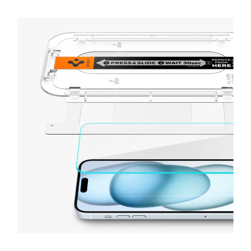 Tempered Glass Full Face Spigen Glas.tR EZ-FIT Apple iPhone 15 Pro Max (2 τεμ.)