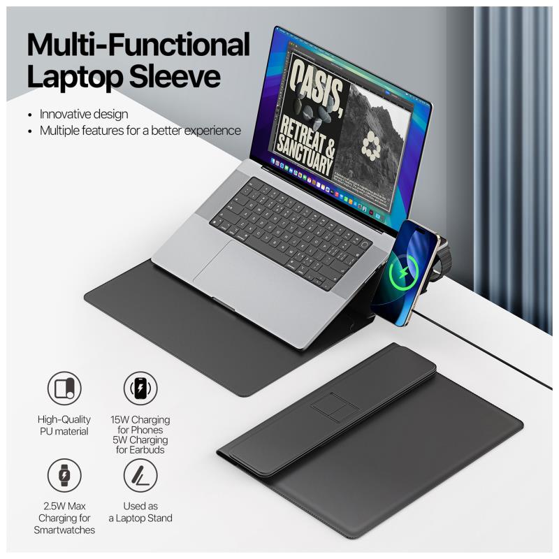 Θήκη Ασύρματης Φόρτισης Dux Ducis AirQ 3 σε 1 για Laptop/ Macbook/ Notebook/ Tablet 13.6-14.2 Μαύρο