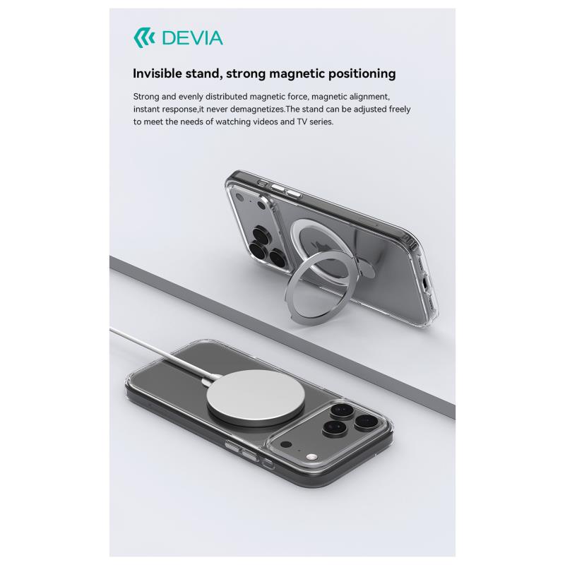 Θήκη TPU & PC Shock Proof Devia Magnetic Apple iPhone 17 Clean με Stand Διάφανο