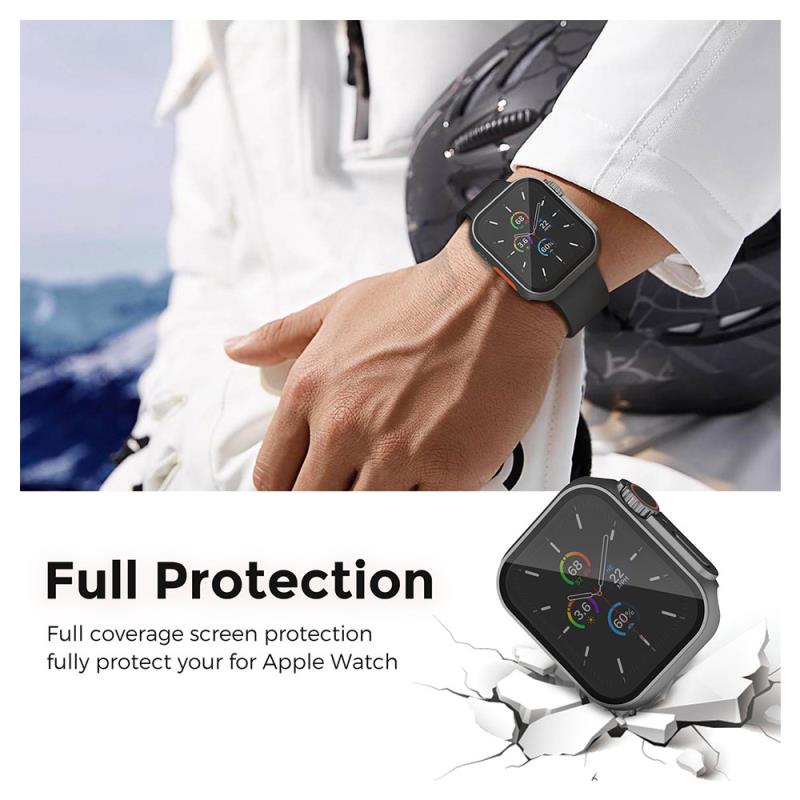 Θήκη PC με Tempered Glass Ahastyle WG115 Apple Watch 7/ 8/ 9 45mm Upgrade σε Ultra Γκρι