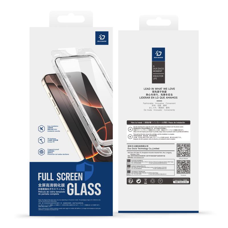 Tempered Glass 2.5D Dux Ducis Apple iPhone 17 με Dust-free Auto Alignment Kit Roga Μαύρο (1 τεμ.)