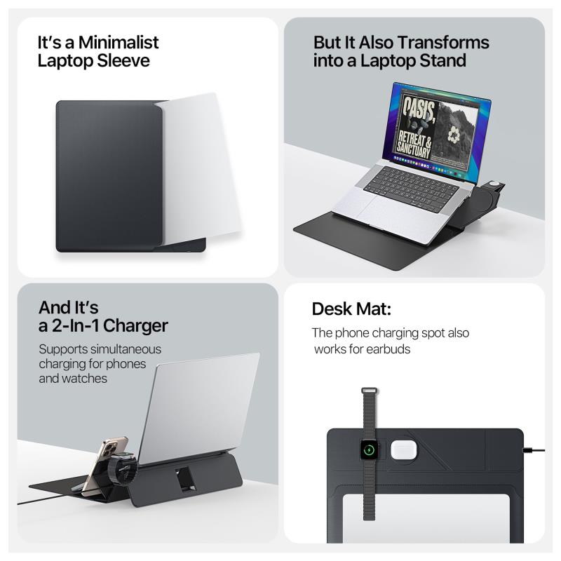 Θήκη Ασύρματης Φόρτισης Dux Ducis AirQ 3 σε 1 για Laptop/ Macbook/ Notebook/ Tablet 15.0-16.0 Μαύρο