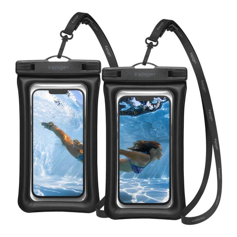 Universal Αδιάβροχη Θήκη Spigen A610 για Smartphones έως 6.9 Μαύρο (2 τεμ.)