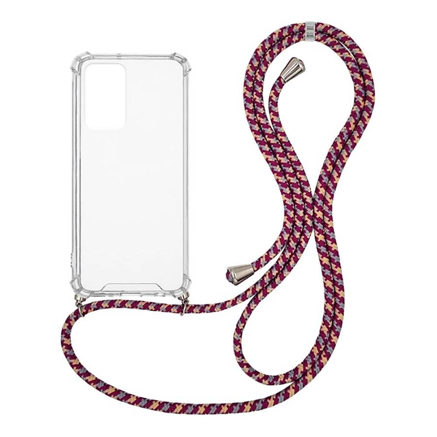 Θήκη Σιλικόνης με Κορδόνι Sonique Armor Clear Xiaomi Redmi Note 11 4G / Redmi Note 11S Rainbow Μπορντό
