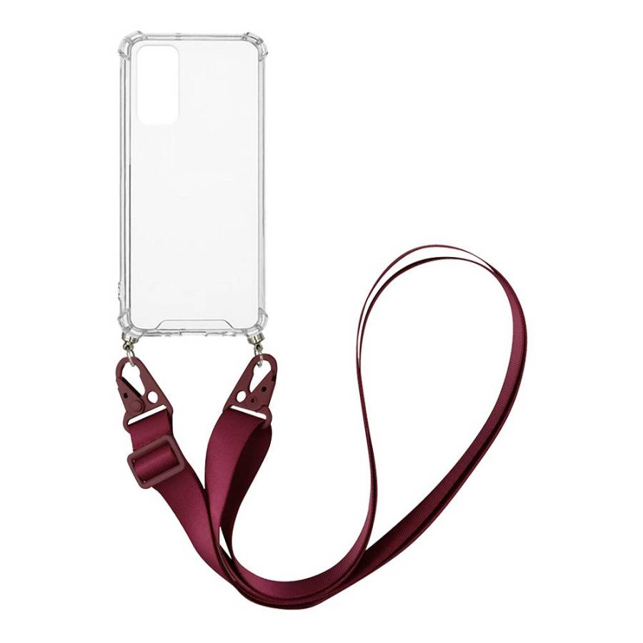 Θήκη Σιλικόνης με Strap Sonique Armor Clear Xiaomi Redmi Note 11 4G / Redmi Note 11S Μπορντό