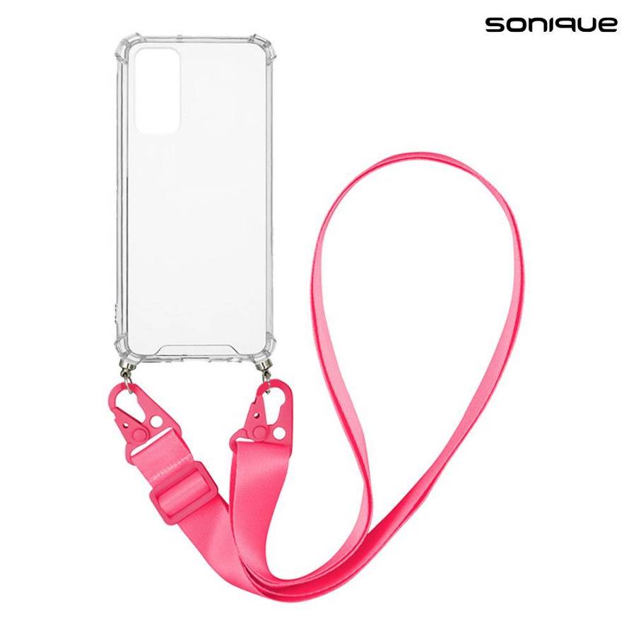 Θήκη Σιλικόνης με Strap Sonique Armor Clear Xiaomi Redmi Note 11 4G / Redmi Note 11S Φούξια