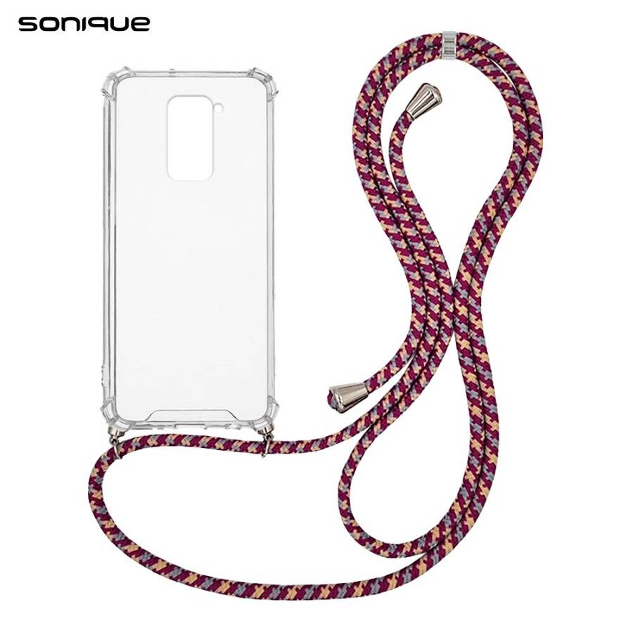 Θήκη Σιλικόνης με Κορδόνι Sonique Armor Clear Xiaomi Redmi Note 9 Rainbow Μπορντό