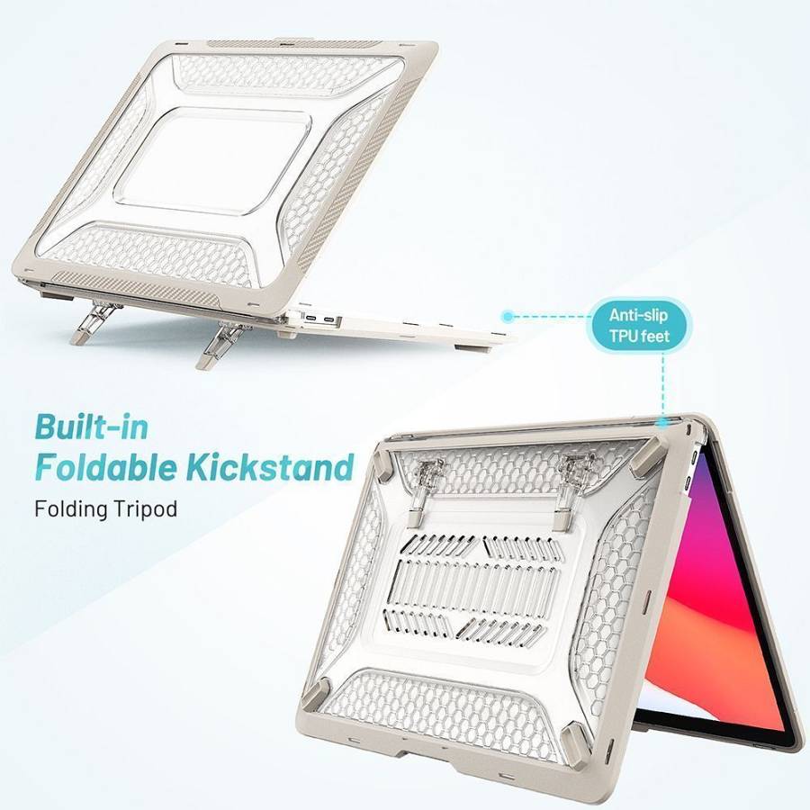 Θήκη για MacBook Sonique Icy Guardian με Βάση Στήριξης Apple MacBook Air 13 2018/2020 Μπεζ