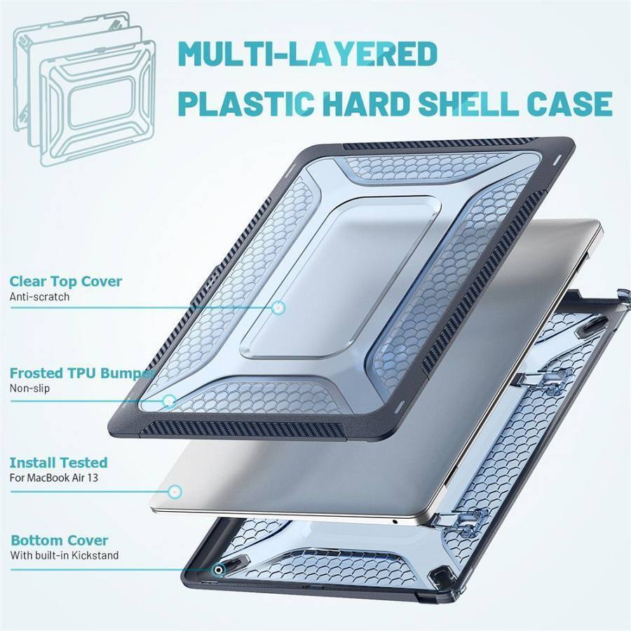 Θήκη για MacBook Sonique Icy Guardian με Βάση Στήριξης Apple MacBook Air 13 2018/2020 Μπλέ
