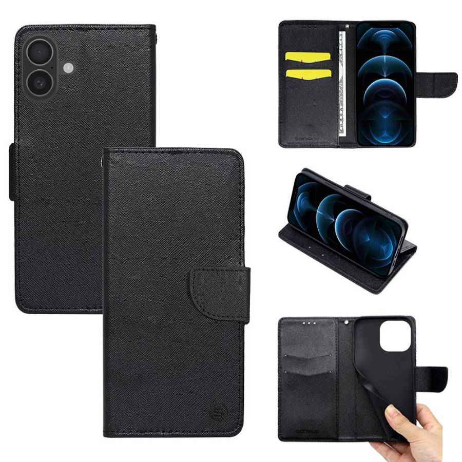 Θήκη Πορτοφόλι Sonique Trend Wallet Apple iPhone 16 Μαύρο
