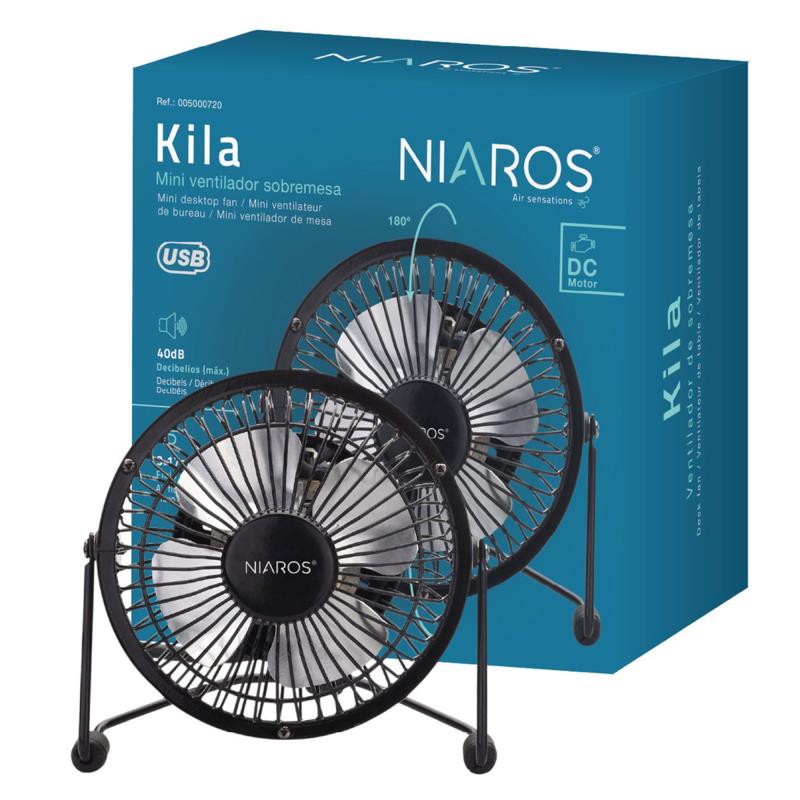 Επιτραπέζιος Ανεμιστήρας Niaros Kila USB 2.5W Mini Μαύρο