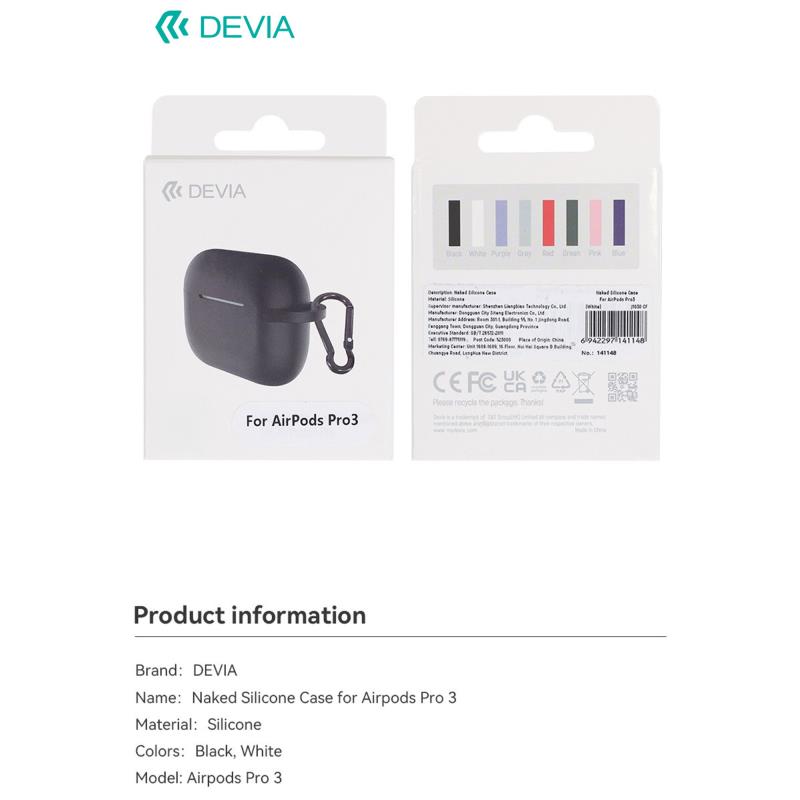 Θήκη Σιλικόνης Devia Apple AirPods Pro 3 Naked Μαύρο