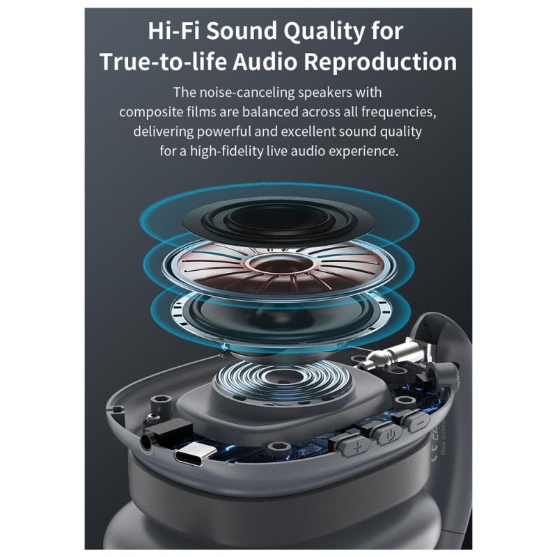 Ασύρματα Ακουστικά Κεφαλής Devia EM035 ANC EarBass Pro2 Ασημί