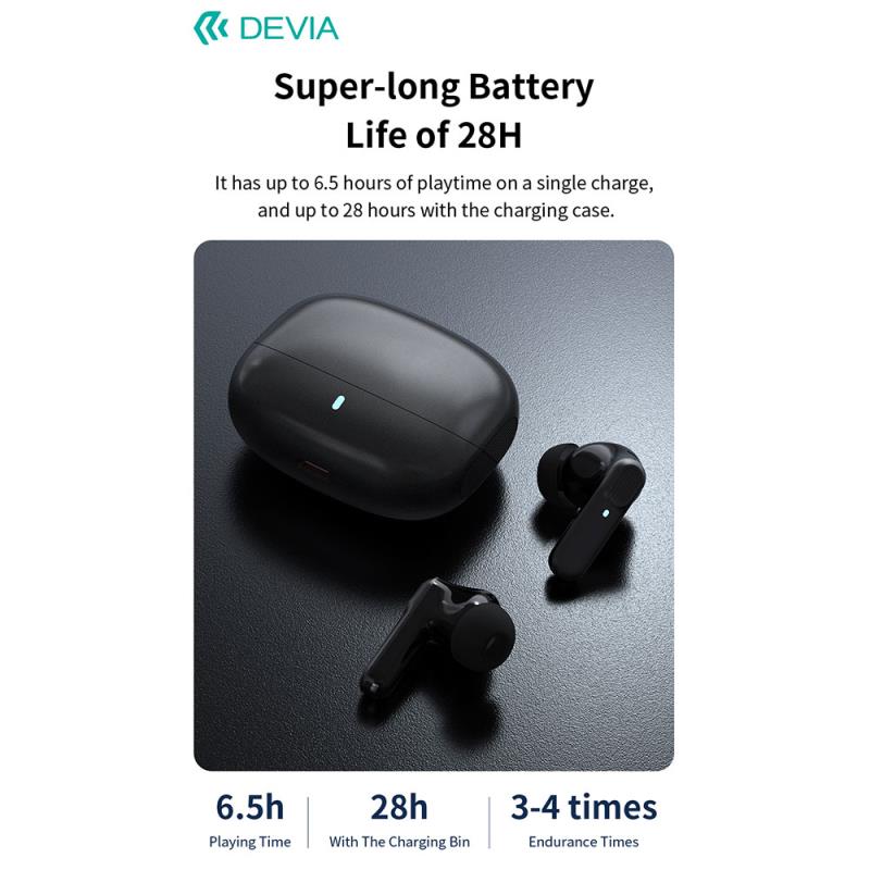 True Wireless Ακουστικά Bluetooth Devia EM408 ANC Pro1 Μαύρο