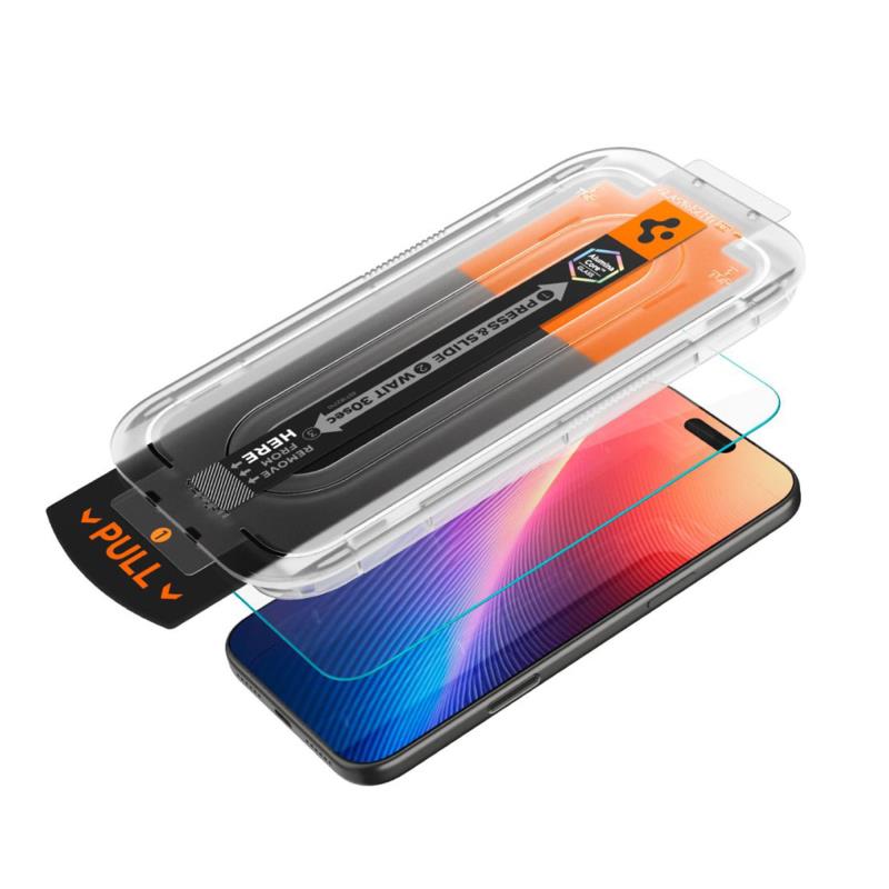 Tempered Glass Full Face Spigen Glas.tR EZ-FIT Pro Privacy Apple iPhone 16 Pro/ 17/ 17 Pro (1 τεμ.)