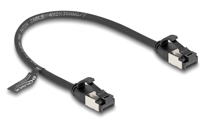 DELOCK καλώδιο δικτύου 80181, CAT 8.1 U/FTP, 40Gbps, εύκαμπτο, 0.25m, μαύρο 80181