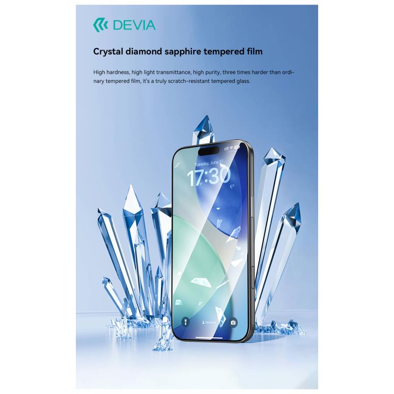 Tempered Glass Crystal Diamond Hardness Devia Apple iPhone 17 Pro με Βοηθητικό Εργαλείο Van Μαύρο (1 τεμ.)