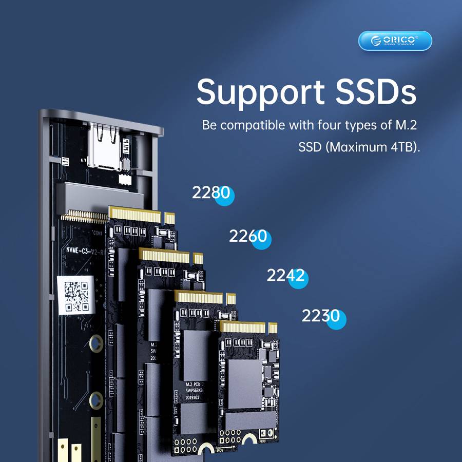 ORICO θήκη για 2x M.2 NVME SSD AM2C3-2N, 10Gbps, tool free, γκρι AM2C3-2N-GY-BP
