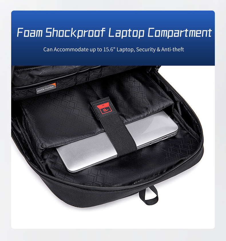 ARCTIC HUNTER τσάντα πλάτης B00111 με θήκη laptop 15.6, 20L, μαύρη B00111-BK